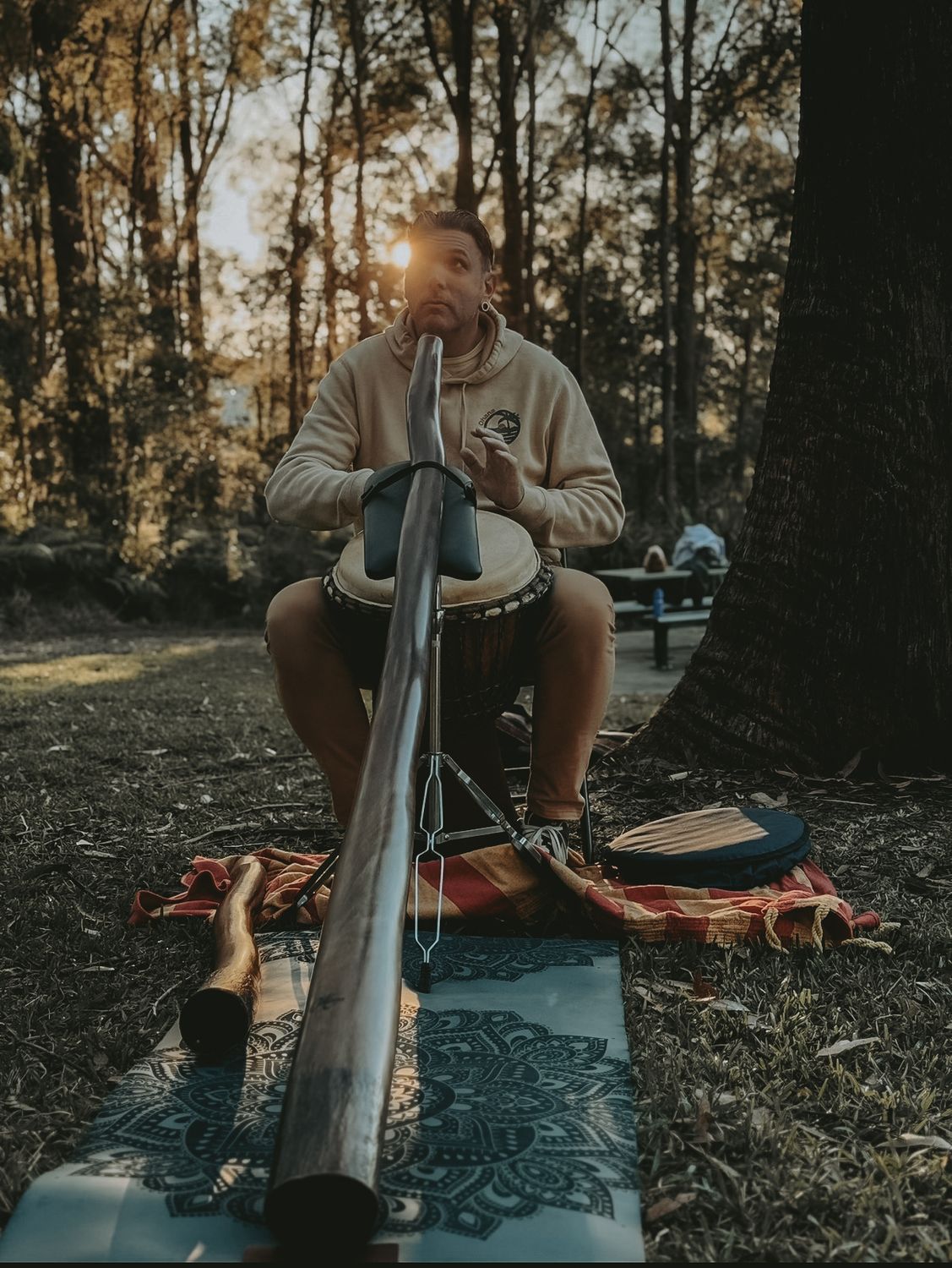 Sound healer at dusk